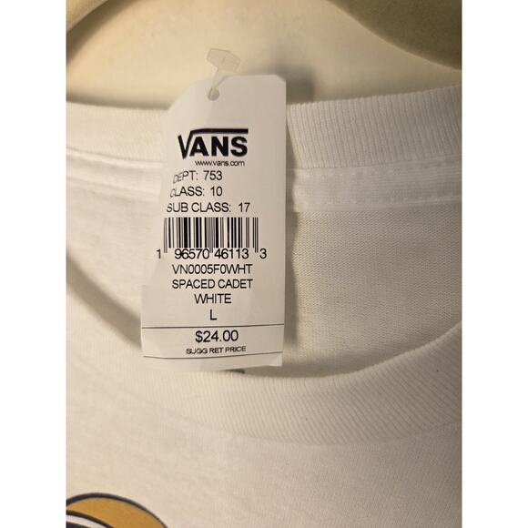 New Vans Off The Wall Spaced Cadet Astronaut Shirt White Mens L Skateboard - Picture 2 of 7
